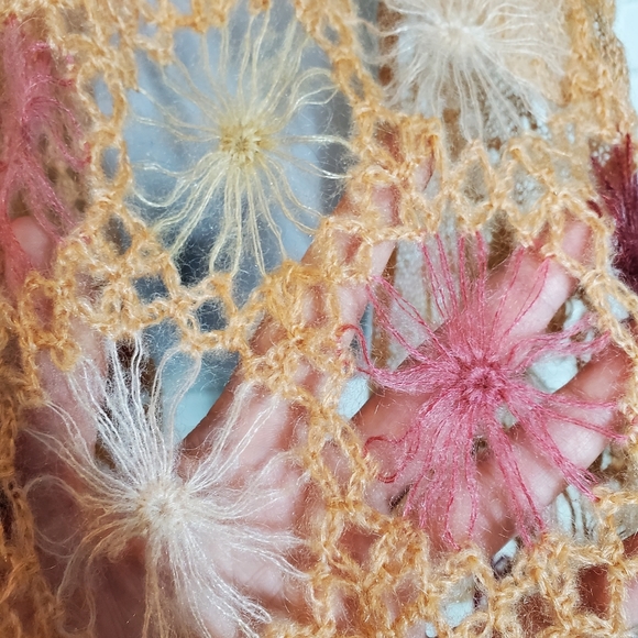 Micco New York Peach Floral Wool Blend Knit Scarf - Picture 3 of 6